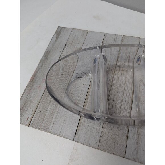 Vintage Divided 12” Heavy Glass Serving Bowl Elegant Candy Dish Clear 3 Sections - Picture 2 of 7